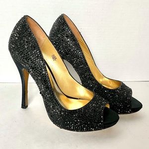 Benjamin Adams London — Swarovski Crystal Peep-Toe Heels 👠💎